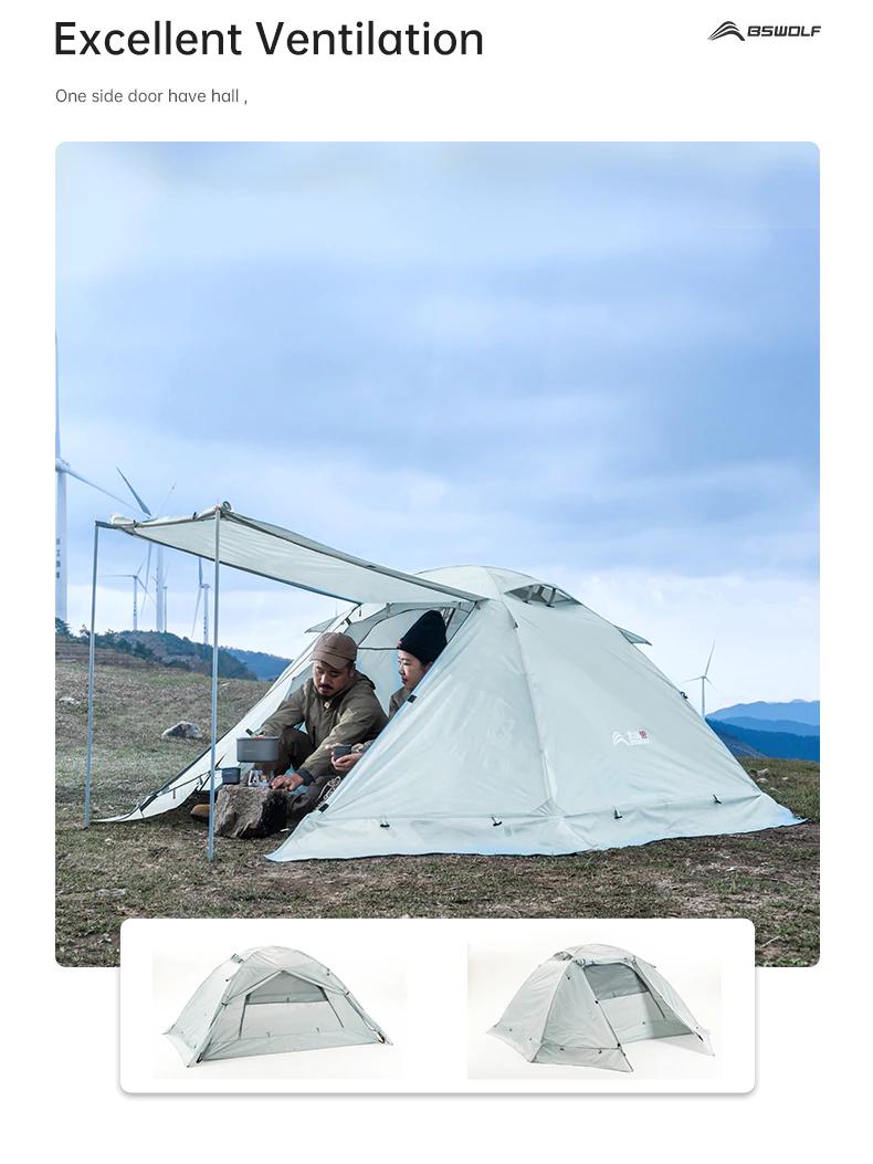 Cheap Goat Tents BSWolf Camping Tent Travel Backpacking 1 2 Person Tent  4 season Winter Skirt Tent Double Layer Waterproof Portable for Fishing   